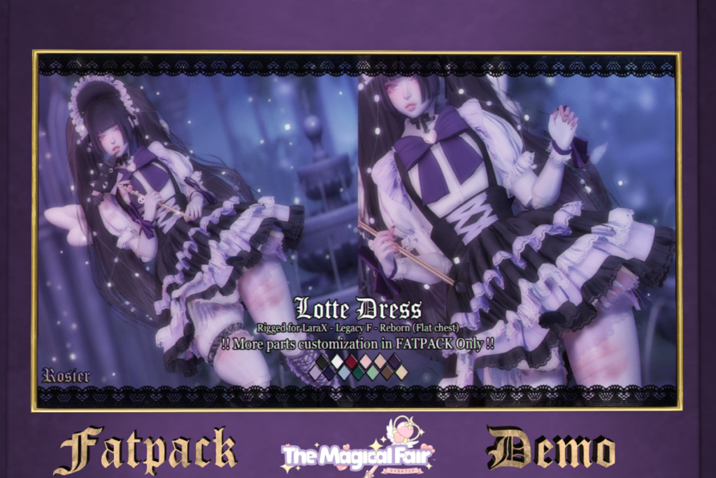 Lotte Dress - Legacy/MaitreyaX/Reborn Flat Chest, L$269 each/L$1299 FP