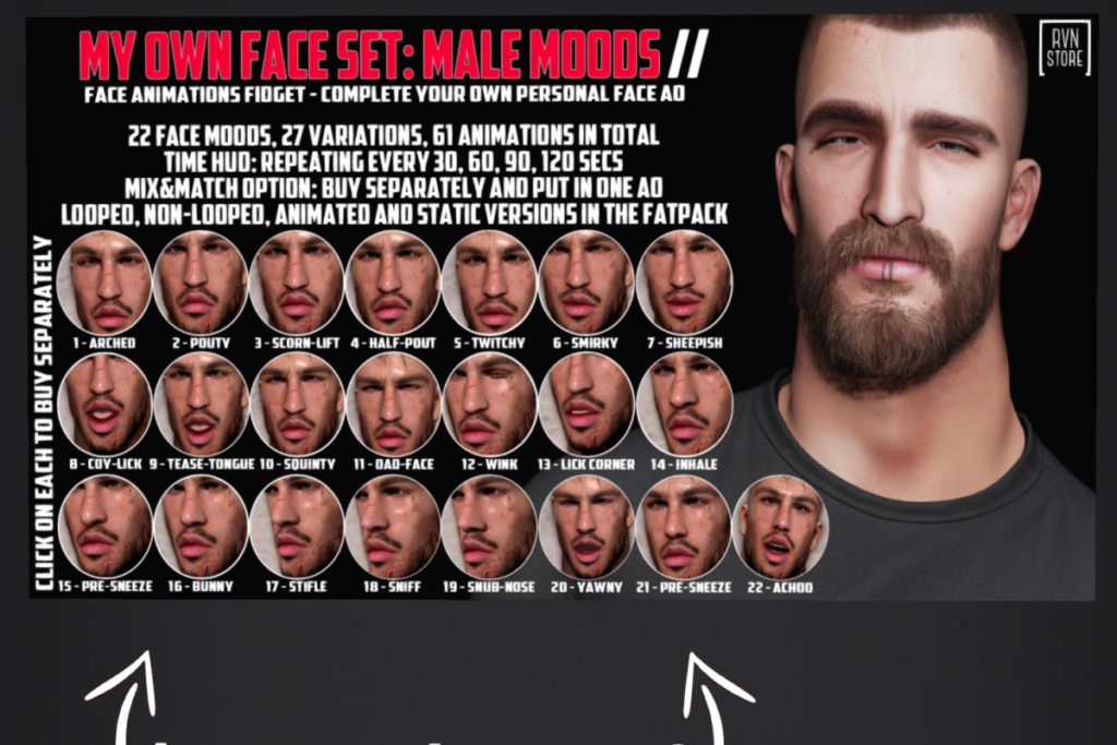 My Own Face Set, L$99 each/L$999 FP