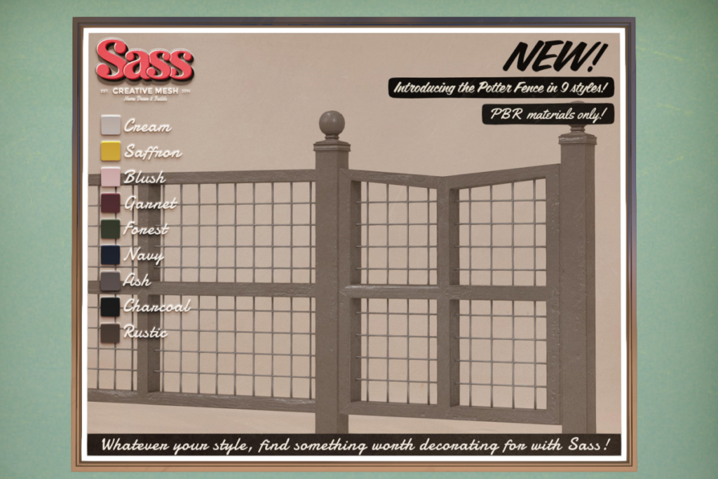 Potter Fence, L$299 each/L$1299 FP