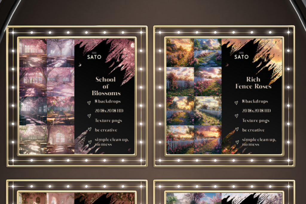 School of Blossoms &amp; Rich Fence Roses Backdrops, L$180 each