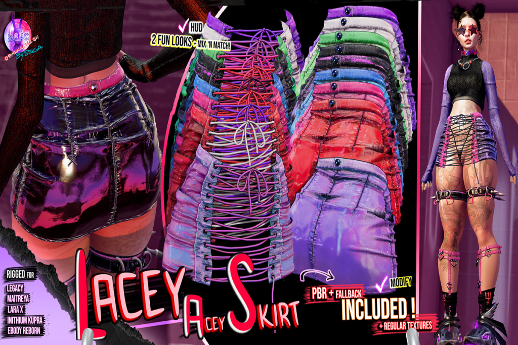 Lacey Acey Skirt - Inithium/Legacy/Maitreya/Reborn/+mods, L$299 each/L$999 FP