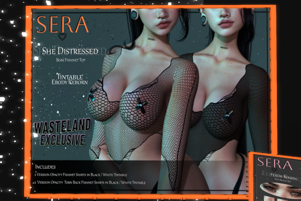 She Distressed Fishnet Top - BOM for Reborn, L$299