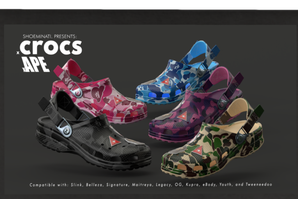xCrocs xApe - See ad for fits, L$350 each/L$965 FP