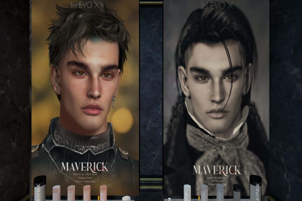 Maverick Skin - EvoX/Velour Picasso Homme, L$450 each/L$1050 each | Maverick Male Shape - EvoX Kris, L$200