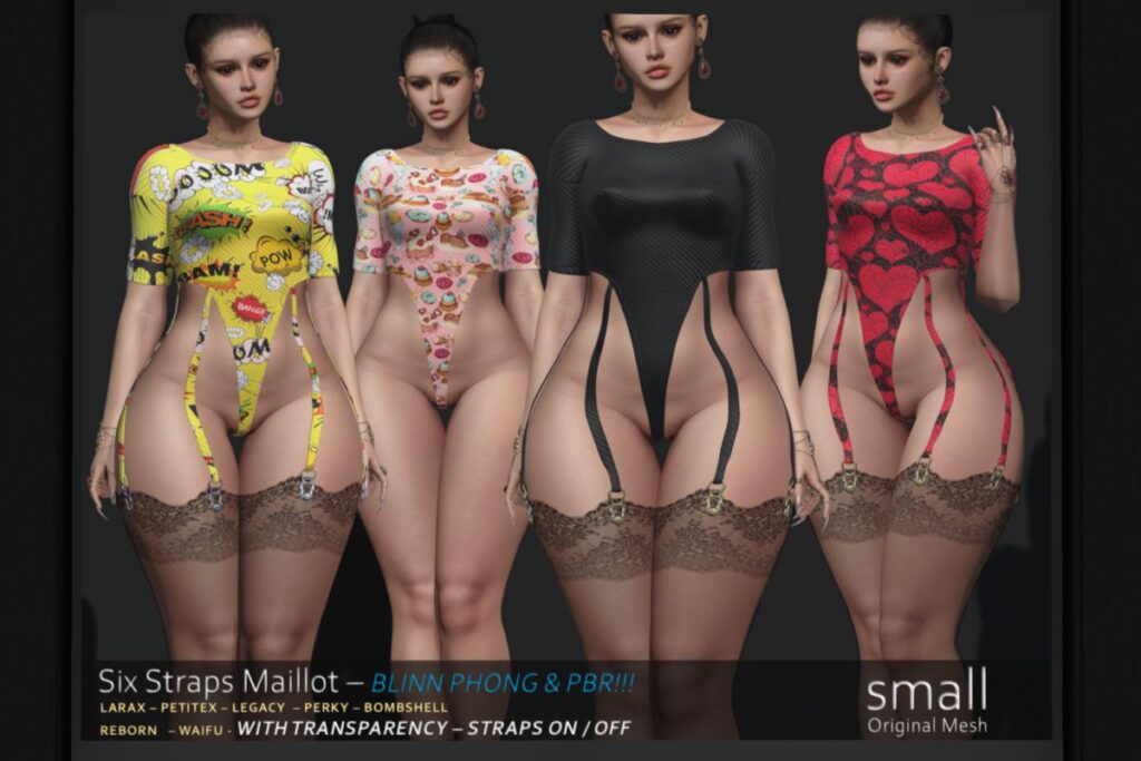 Six Straps Maillot Outfit - Legacy/MaitreyaX/Reborn/+mods, L$699 each/L$1999 FP