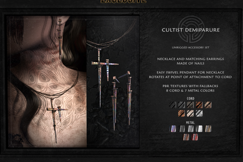 Cultist Demiparure Necklace and Earrings, L$325