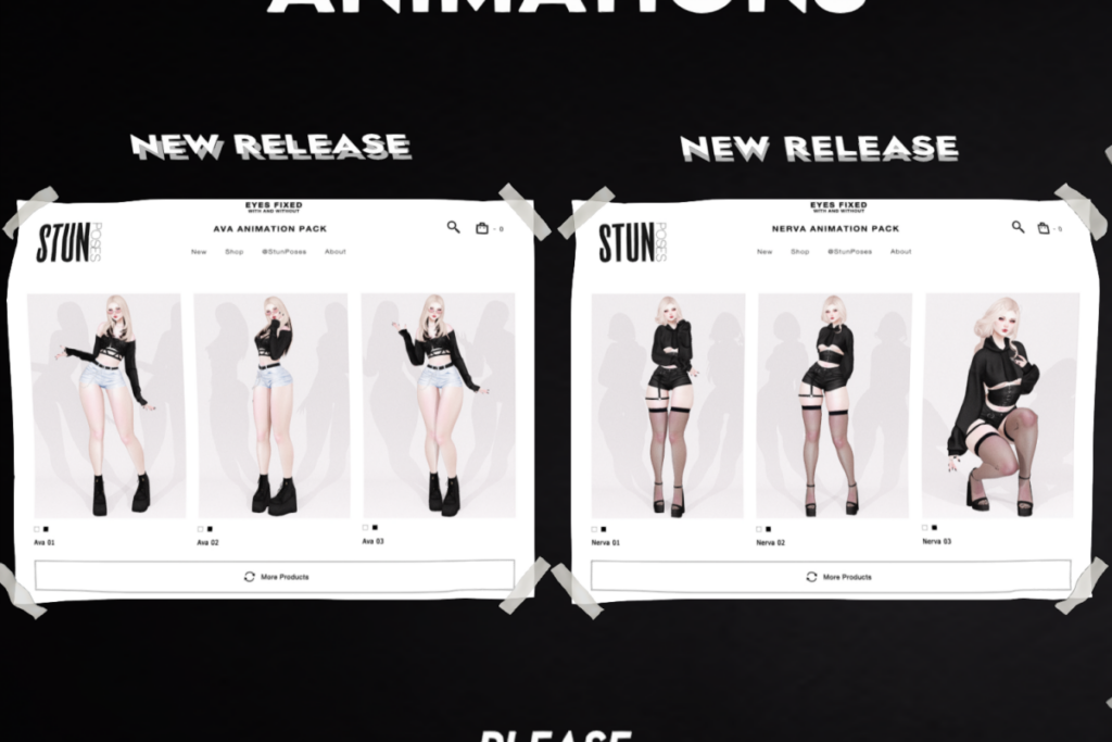 Ava Animations, L$100 each/L$200 FP | Nerva Animations, L$100 each/L$200 FP