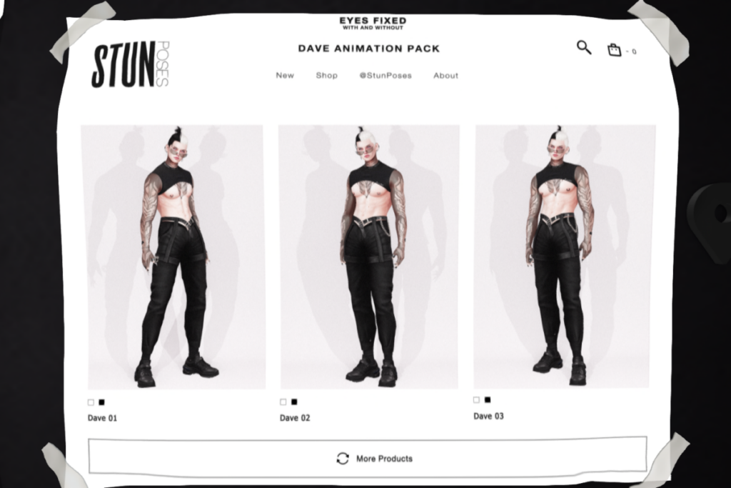 Dave Animation Pack, L$100 each/L$200 FP