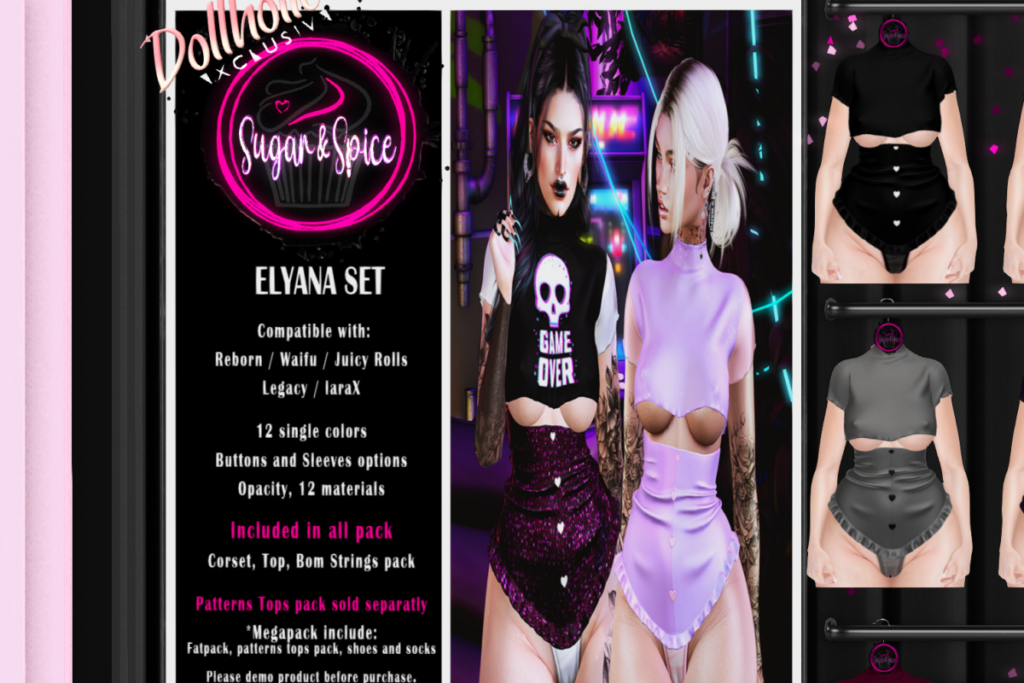 Elyana Set - Legacy/MaitreyaX/Reborn/+mods, L$159 each/L$357 FP/L$713 MP