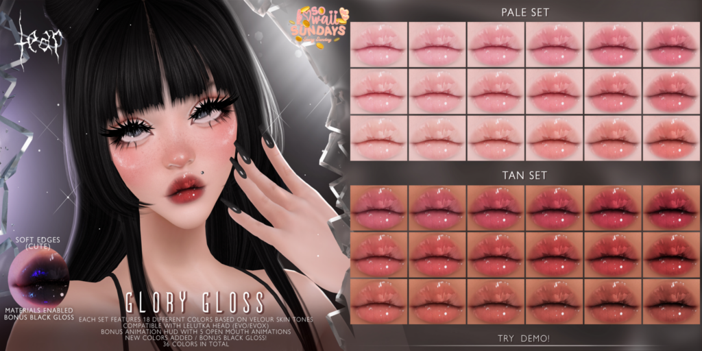Glory Gloss Lipstick - Evo/EvoX	&lt;a href=&quot;http://maps.secondlife.com/secondlife/Hashira/150/190/3&quot;&gt;Teleport&lt;/a&gt;