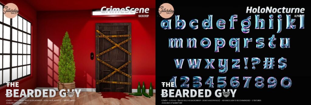 Crime Scene Backdrop &amp; Holo Nocturne Alphabet Decor	&lt;a href=&quot;http://maps.secondlife.com/secondlife/Moonwall/169/121/32&quot;&gt;Teleport&lt;/a&gt;