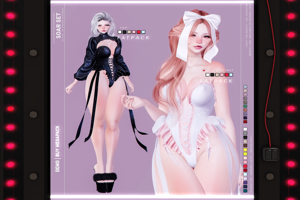 Soar Set - Reborn/+mods, L$250-L$350 each/L$1250-L$1850 FP each/L$2500 MP