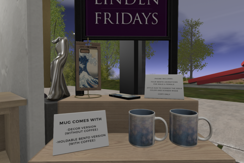 Monet Lillies Mug | Great Wave Bento Phone	&lt;a href=&quot;http://maps.secondlife.com/secondlife/Vordun/143/204/31&quot; target=&quot;_blank&quot;&gt;Teleport&lt;/a&gt;