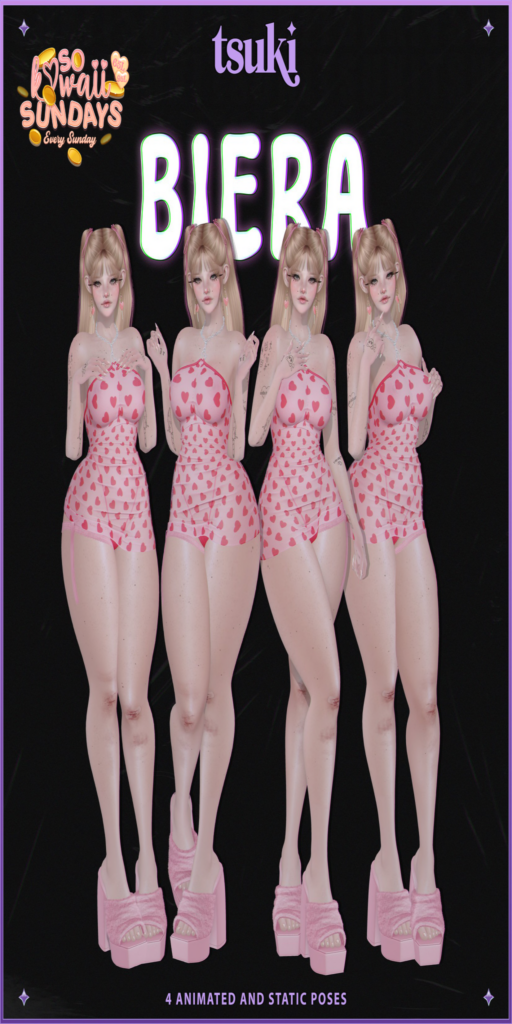 Biera Poses	&lt;a href=&quot;https://maps.secondlife.com/secondlife/Dream%20Lake/119/137/25&quot;&gt;Teleport&lt;/a&gt;