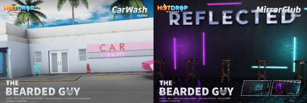 Car Wash and Mirror Club Backdrops
