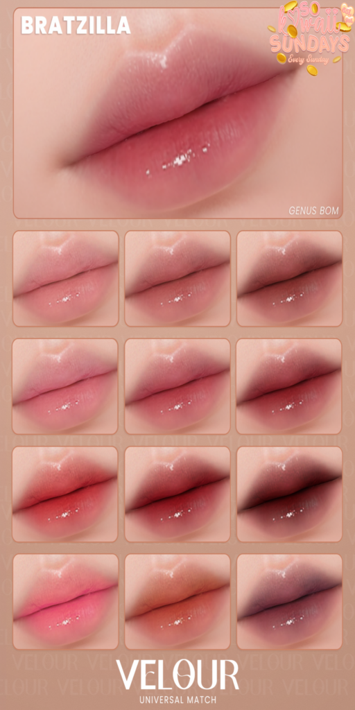 Bratzilla Lipstick - Genus	&lt;a href=&quot;https://maps.secondlife.com/secondlife/VELOUR/88/118/42&quot;&gt;Teleport&lt;/a&gt;