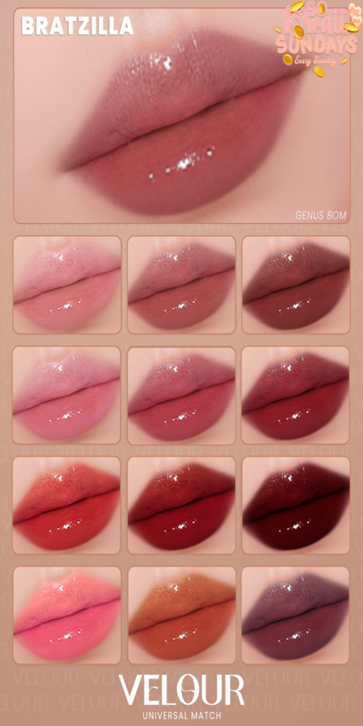 Bratzilla Lipstick - Genus	&lt;a href=&quot;https://maps.secondlife.com/secondlife/VELOUR/88/118/42&quot;&gt;Teleport&lt;/a&gt;