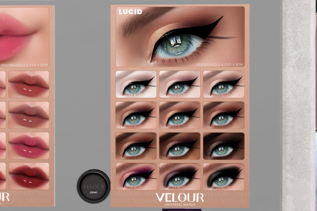 Lucid Eyeshadow - EvoX	&lt;a href=&quot;http://maps.secondlife.com/secondlife/VELOUR/86/125/84&quot;&gt;TELEPORT&lt;/a&gt;