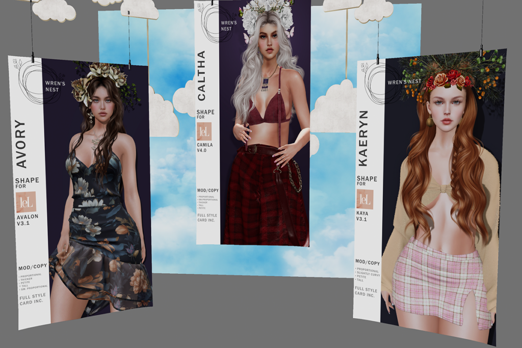 Avory, Caltha, and Kaeryn Shapes - Lelutka, L$399-L$499 each