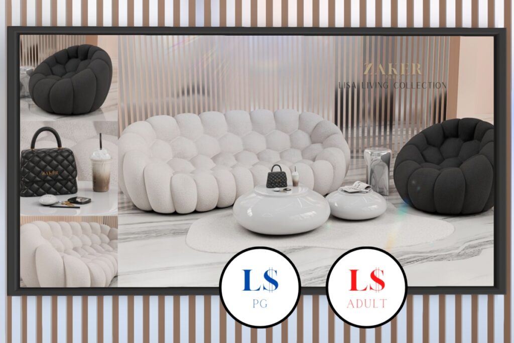 Lisa Living Decor Set, L$199-L$1250 each/L$1950 PG FP/L$2500 Adult FP