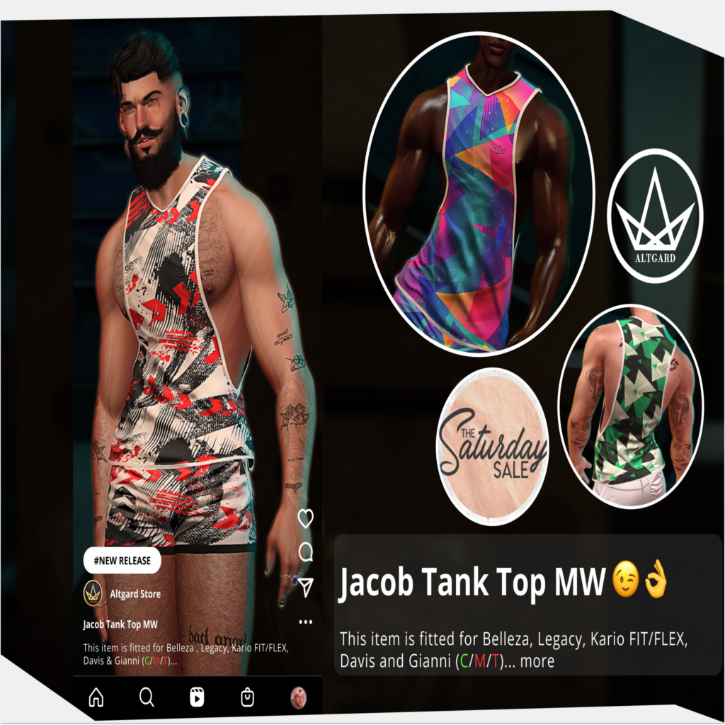 Jacob Tank Top - Belleza/Davis/Kario Fit+Flex/Legacy	&lt;a href=&quot;http://maps.secondlife.com/secondlife/Gladstone%20Cove/92/189/1040&quot; target=&quot;_blank&quot;&gt;Teleport&lt;/a&gt;