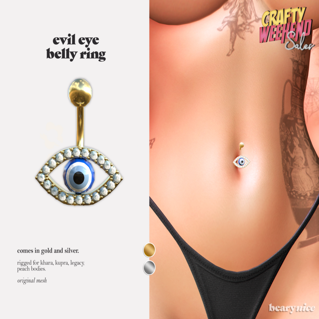 Evil Eye Belly Ring - Inithium/Legacy/Peach/Reborn/+mods	&lt;a href=&quot;http://maps.secondlife.com/secondlife/Infinite%20Forest/166/10/1999&quot; target=&quot;_blank&quot;&gt;Teleport&lt;/a&gt;
