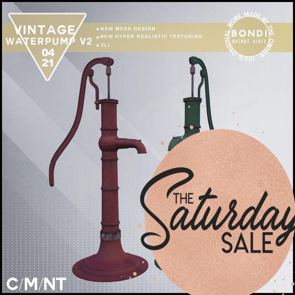 Vintage Water Pump V2	&lt;a href=&quot;http://maps.secondlife.com/secondlife/Daydreaming/19/66/22&quot; target=&quot;_blank&quot;&gt;Teleport&lt;/a&gt;