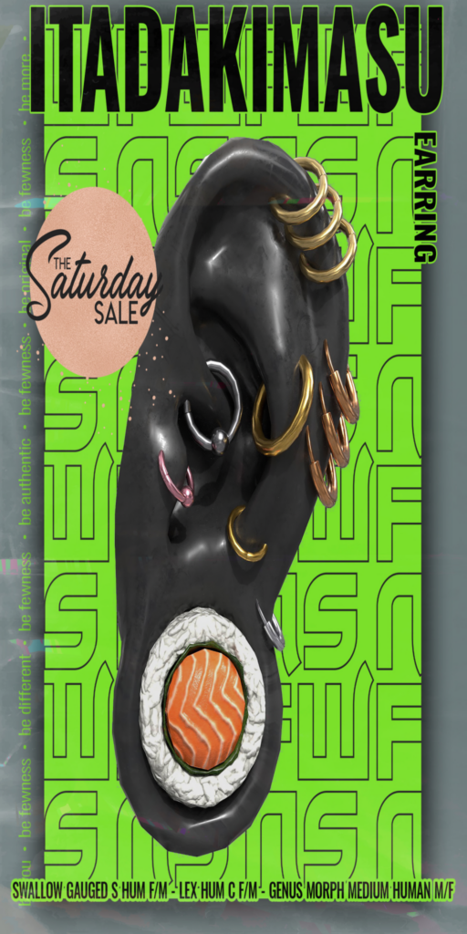 Itadakimasu Earring - Andore Lex C/Genus Morph/Swallow Gauged	&lt;a href=&quot;http://maps.secondlife.com/secondlife/Moonstar/141/89/43&quot; target=&quot;_blank&quot;&gt;Teleport&lt;/a&gt;