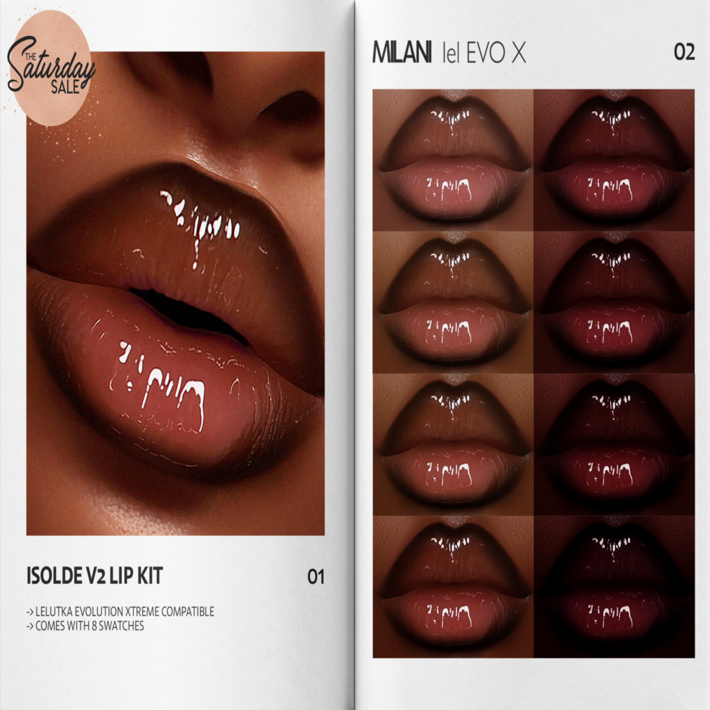 Isolde V2 Lip Kit - EvoX	&lt;a href=&quot;https://maps.secondlife.com/secondlife/VELOUR/215/117/1503&quot; target=&quot;_blank&quot;&gt;Teleport&lt;/a&gt;