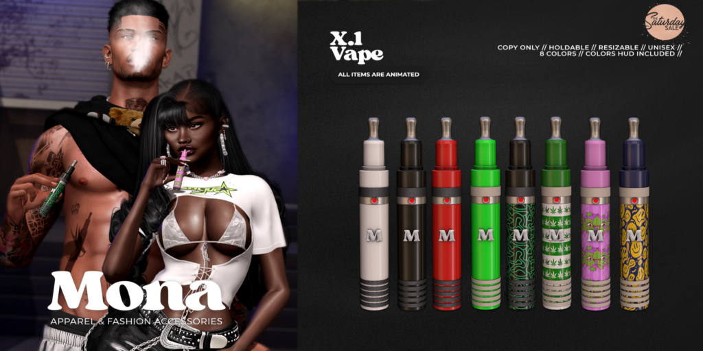 X.1 Vape 	&lt;a href=&quot;https://maps.secondlife.com/secondlife/Silver%20Moon/46/83/1001&quot; target=&quot;_blank&quot;&gt;Teleport&lt;/a&gt;