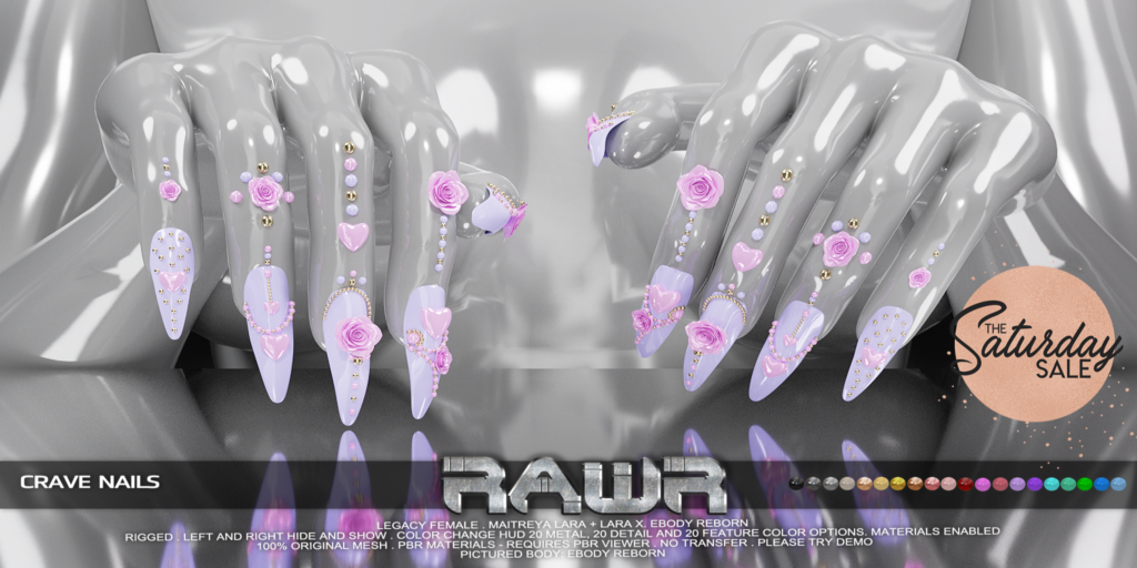 Crave Nails - Legacy/Maitreya/Reborn/+mods	&lt;a href=&quot;http://maps.secondlife.com/secondlife/RAWR/62/141/21&quot; target=&quot;_blank&quot;&gt;Teleport&lt;/a&gt;