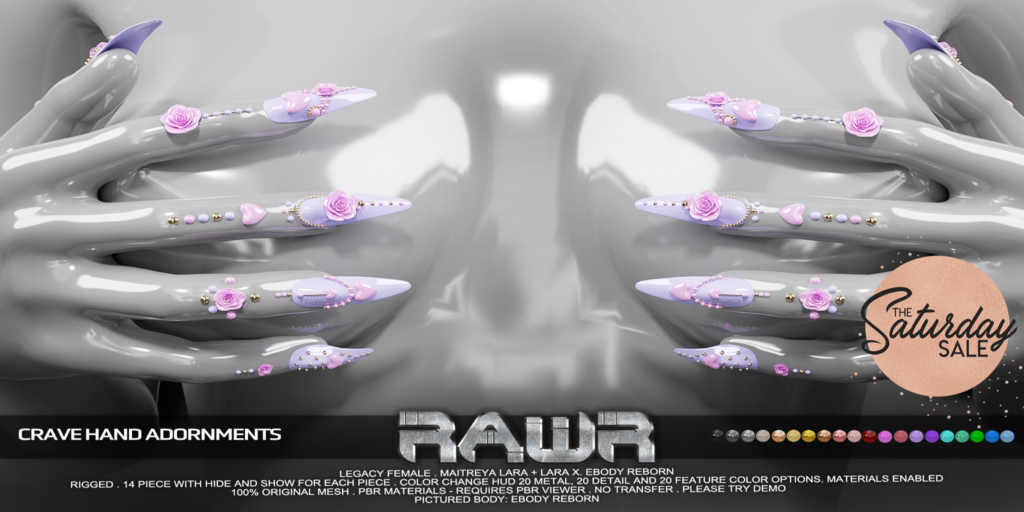 Crave Hand Adornments - Legacy/Maitreya/Reborn/+mods	&lt;a href=&quot;http://maps.secondlife.com/secondlife/RAWR/62/141/21&quot; target=&quot;_blank&quot;&gt;Teleport&lt;/a&gt;