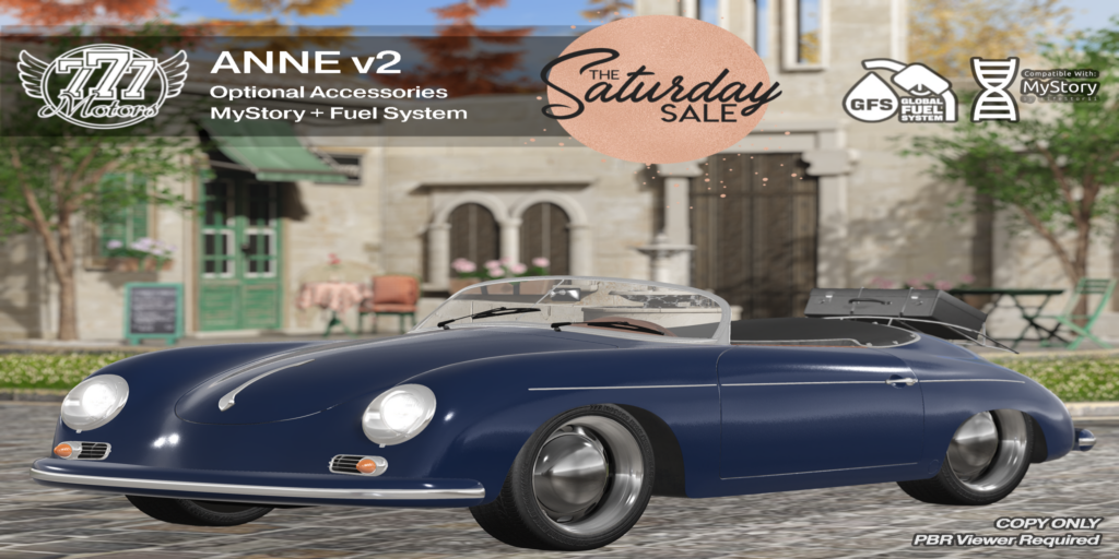 Anne Driveable Car in Dark Blue	&lt;a href=&quot;http://maps.secondlife.com/secondlife/Highway%20Star/144/134/23&quot;&gt;Teleport&lt;/a&gt;