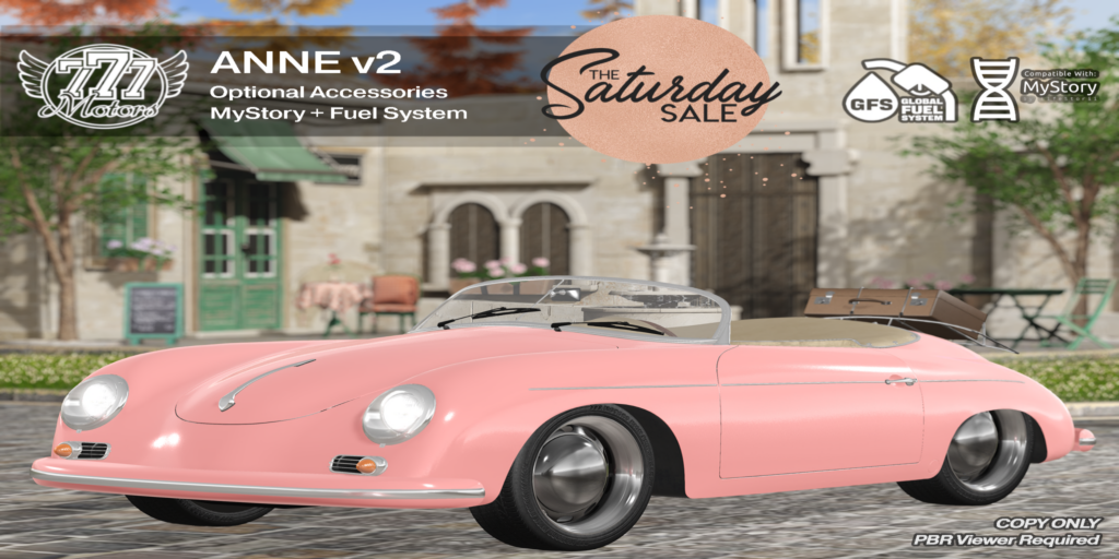 Anne Driveable Car in Pink	&lt;a href=&quot;http://maps.secondlife.com/secondlife/Highway%20Star/144/134/23&quot;&gt;Teleport&lt;/a&gt;