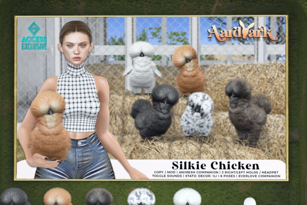 Silkie Chicken Animesh Pet &amp; Decor, L$449 each/L$1499 FP