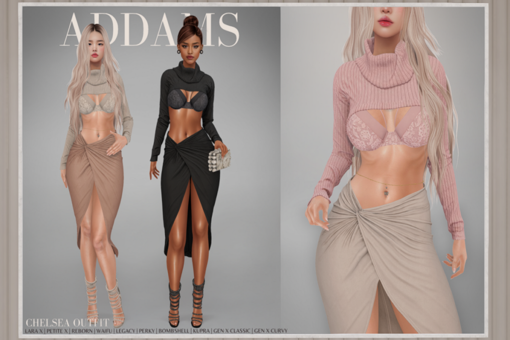Chelsea Outfit - GenX/Inithium/Legacy/MaitreyaX/Reborn/+mods, L$250 each/L$1299 each FP/L$2699 MP