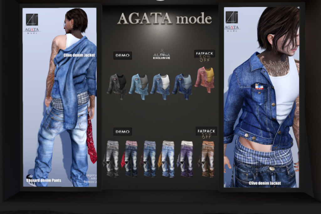 Clive Denim Jacket and Barnard Denim Pants - Jake/Legacy/+mods, L$280-L$310 each/L$620-L$700 each FP