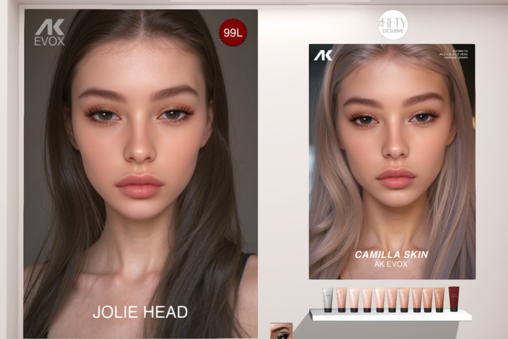 Jolie Head - AkX, L$99 | Camilla Skin - AkX, L$750 each/L$3500 MP