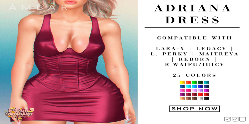 Adriana Dress - Legacy/Maitreya/Reborn/+mods	&lt;a href=&quot;http://maps.secondlife.com/secondlife/Mellow%20Marina/137/65/21&quot;&gt;Teleport&lt;/a&gt;