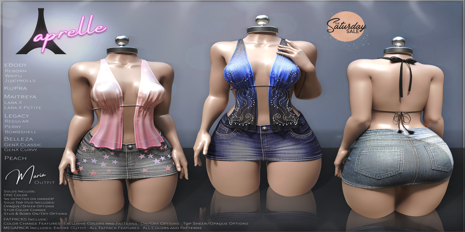 Maria Outfit - GenX/Inithium/Legacy/MaitreyaX/Peach/Reborn/+mods	&lt;a href=&quot;http://maps.secondlife.com/secondlife/Woodloch/162/123/983&quot;&gt;Teleport&lt;/a&gt;