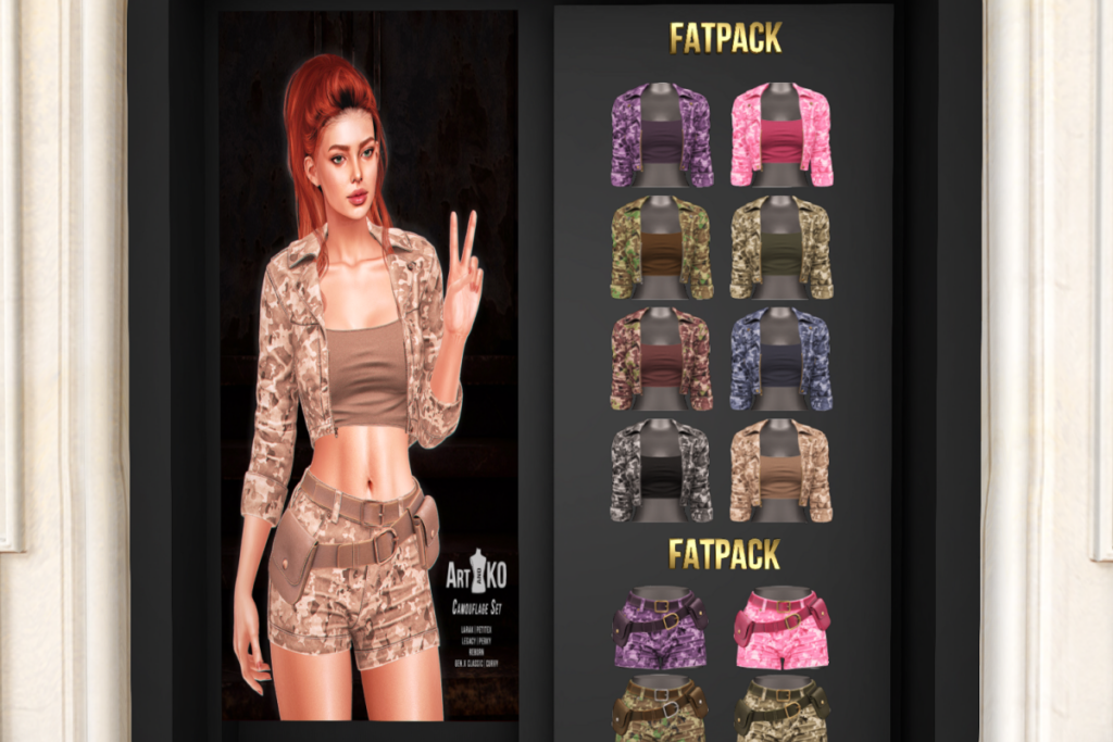 Camouflage Set - GenX/Legacy/MaitreyaX/Reborn/+mods, L$249 each/L$1300 each FP