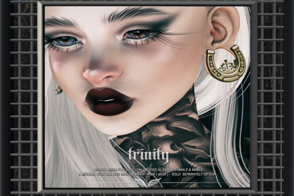 Trinity Earrings - Swallow Gauged XL F+M Ears, L$199 each/L$420 FP