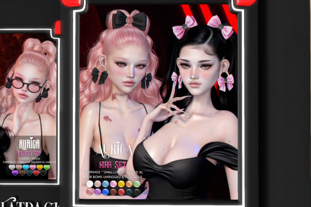 Kira Earrings - Swallow Gauged XL Ears, L$199 | Kira Hair Bows, L$99
