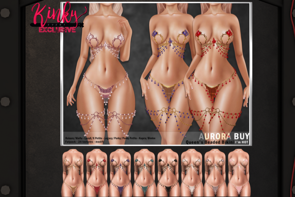 Queen&#039;s Beaded Bikini - Inithium/Legacy/MaitreyaX/Reborn/+mods, L$699 each/L$1299 FP