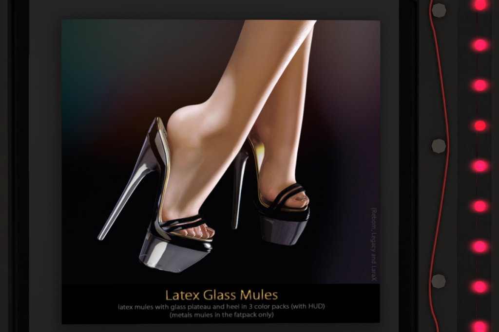 Latex Glass Mules - Legacy/MaitreyaX/Reborn, L$320 each/L$885 FP