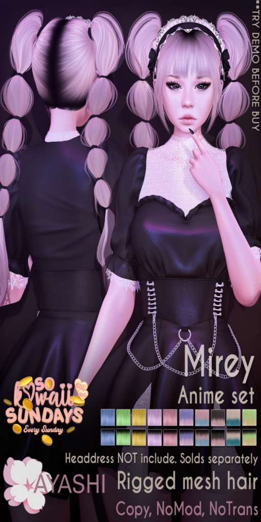 Mirey Hairstyle	&lt;a href=&quot;http://maps.secondlife.com/secondlife/MagnetiS/191/128/10&quot;&gt;Teleport&lt;/a&gt;