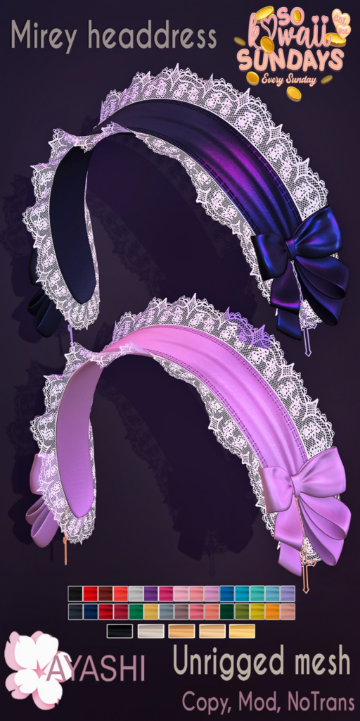 Mirey Headdress	&lt;a href=&quot;http://maps.secondlife.com/secondlife/MagnetiS/191/128/10&quot;&gt;Teleport&lt;/a&gt;