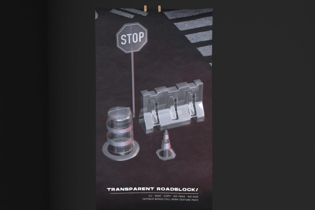 Transparent Roadblocks, L$180 each/L$540 FP