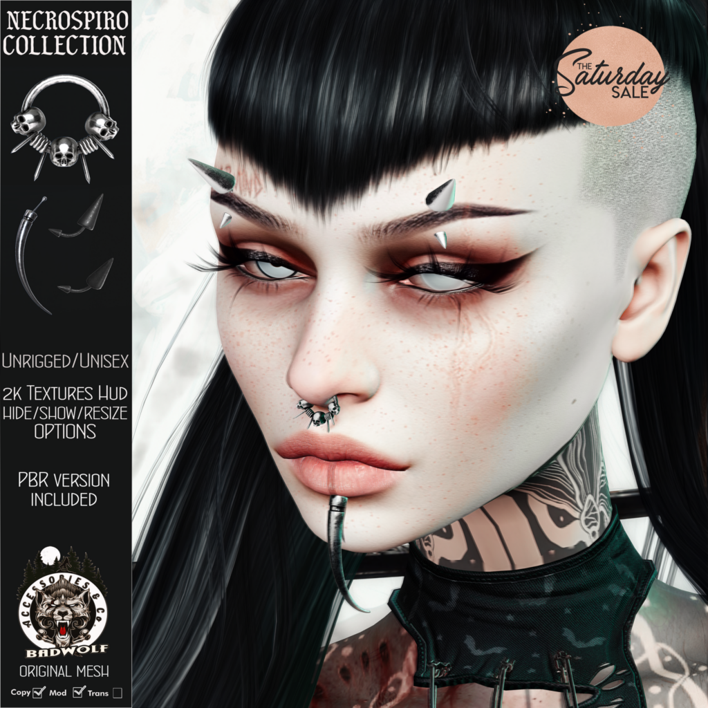 Necrospiro Collection Piercing	&lt;a href=&quot;http://maps.secondlife.com/secondlife/Badwolf%20Valhalla/120/128/25&quot;&gt;Teleport&lt;/a&gt;