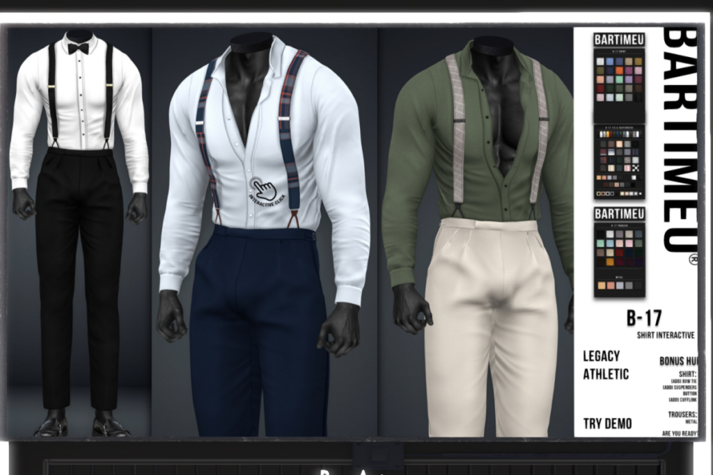 B-17 Interactive Shirt and Trousers - Legacy Athletic, L$300-L$350 each/L$2000-L$2500 each FP/L$4500 MP